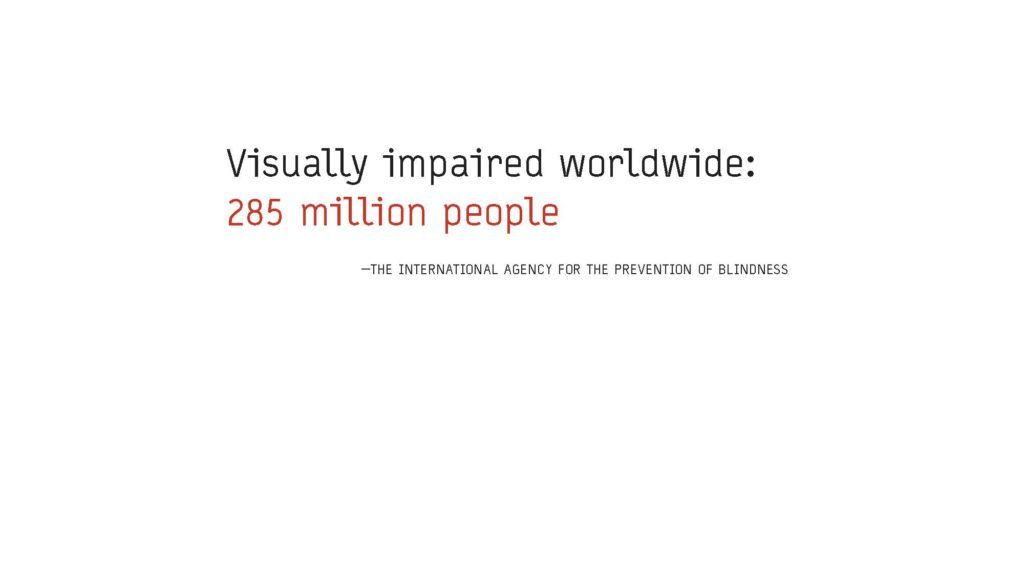 Visually impaired worldwide: 285 million people