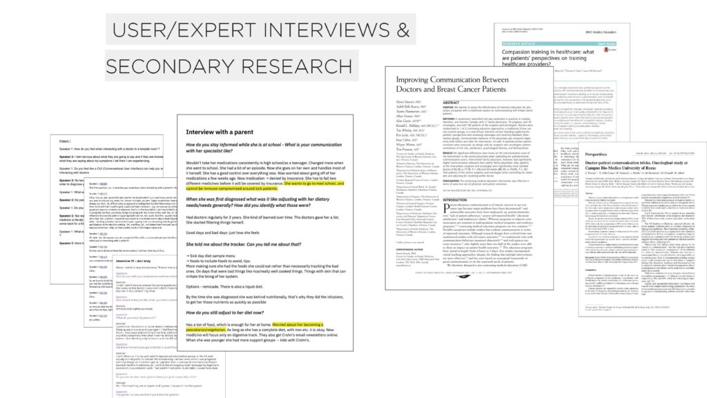 Students conducted user and expert interviews plus secondary research